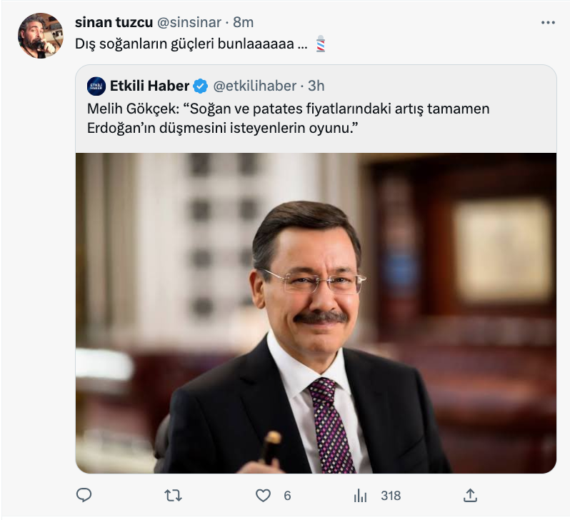 sinan tuzcu dan melih gokcek in patates sogan aciklamasina yorum